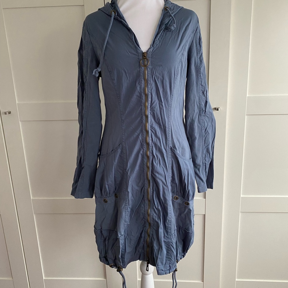 XCVI Blue Cotton Norcott Zip Up Jacket Dress Women's Small